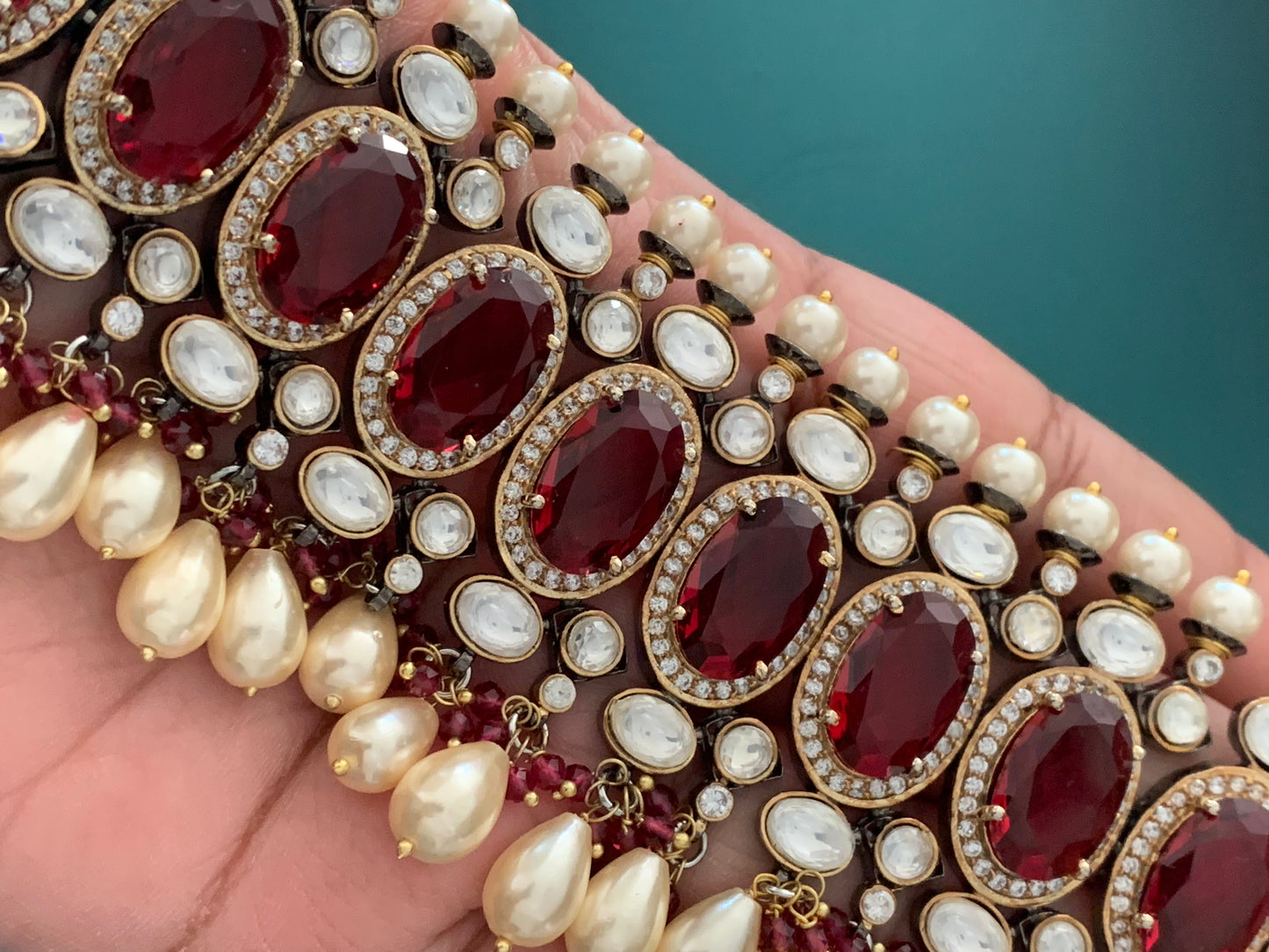 Amrapali inspired uncut kundan American diamond choker set.