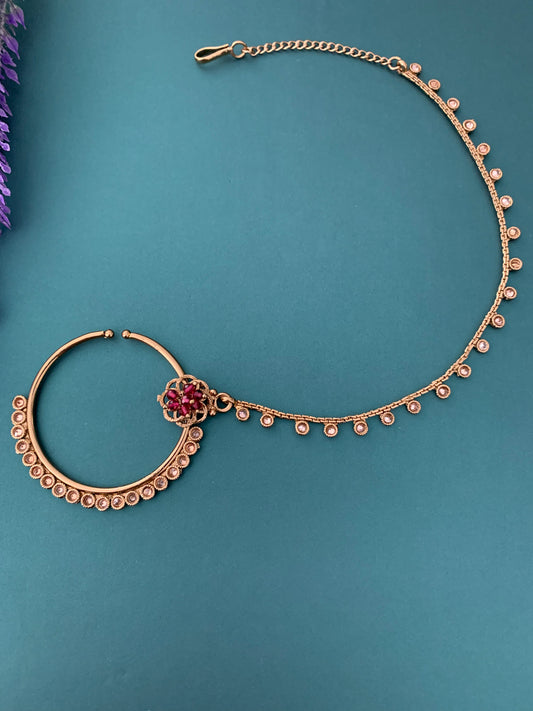 Antique Nath/Nose ring with chain