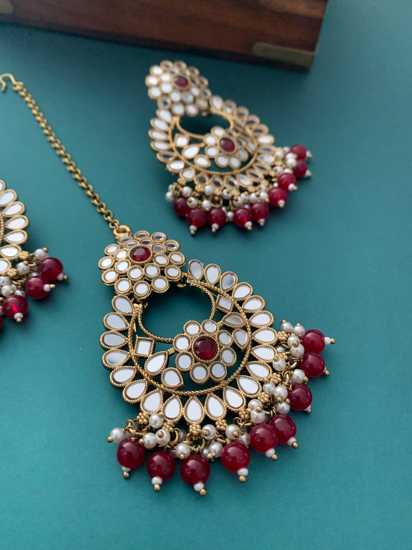 Missy chandbali mirror maroon