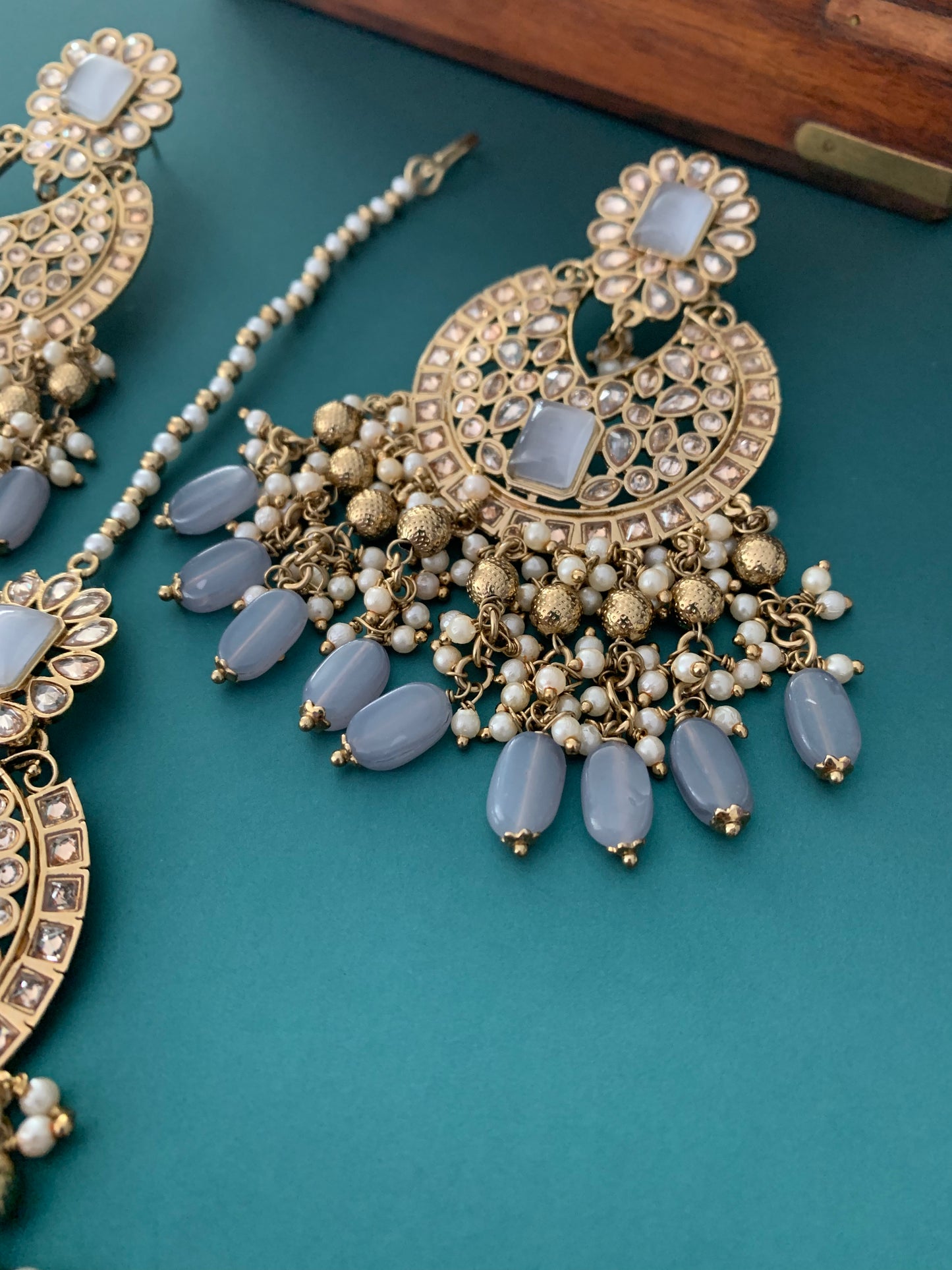 Heidi polki earring tikka grey