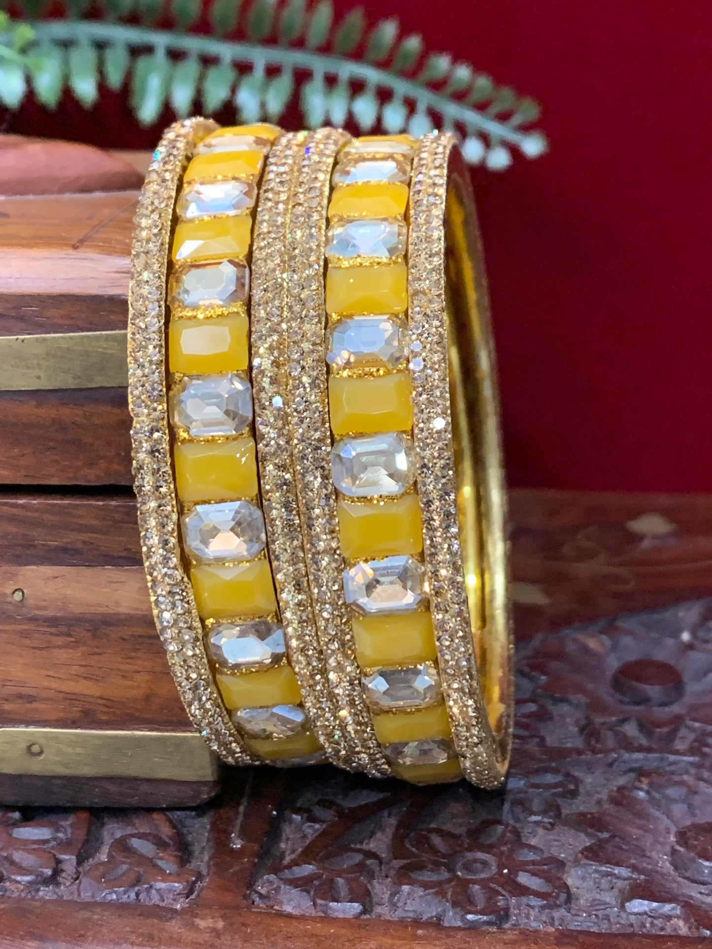 Rhinestone bangle with monalisa stone and crystal work