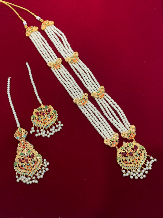 Gold plated Katai / jadau long mala
