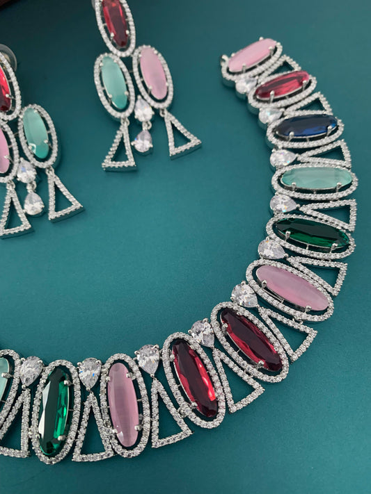 Kara american diamond necklace in multi