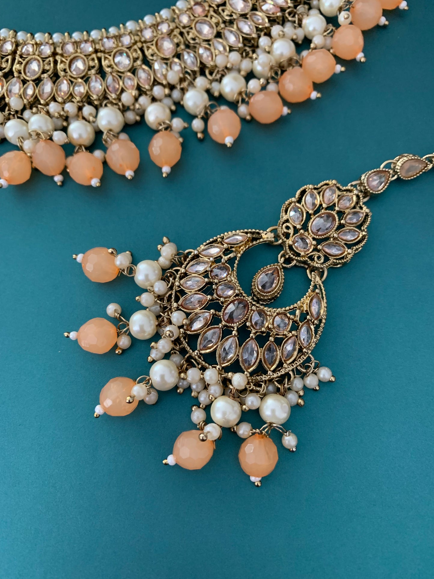 Khusboo polki necklace in nude peach