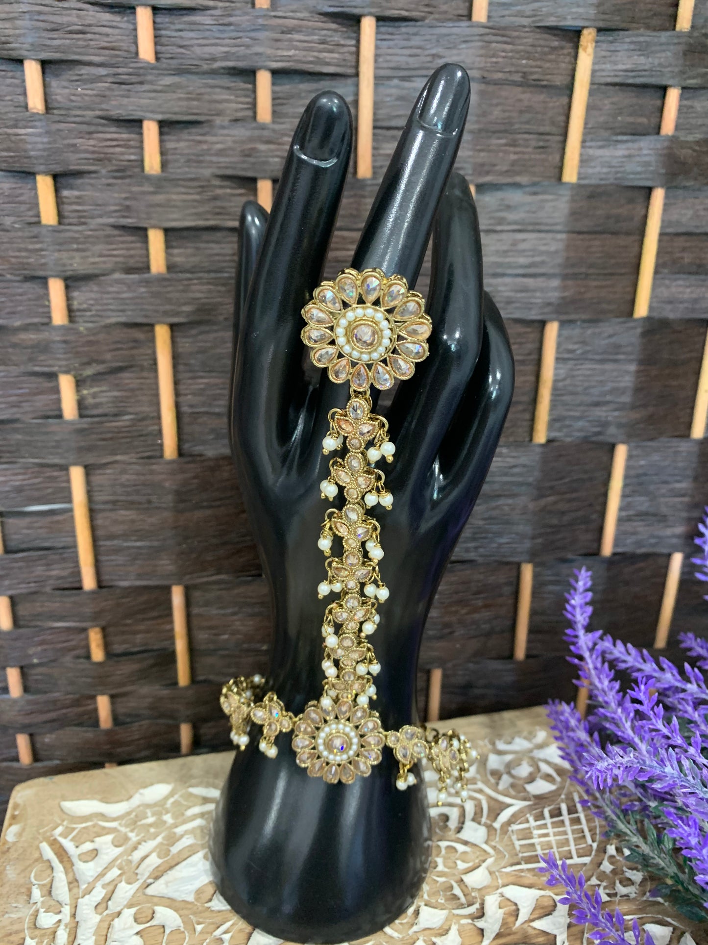 Hand piece/ hand harness/ haat paan/ ring with hand chain