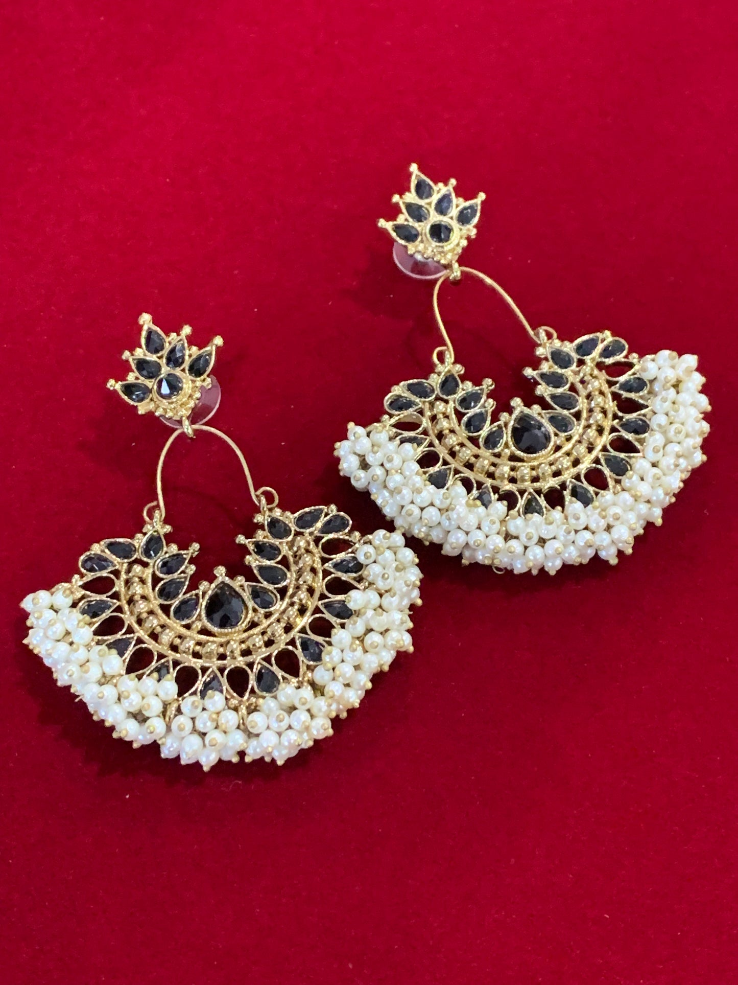 Kundan chandbali Blossom in black