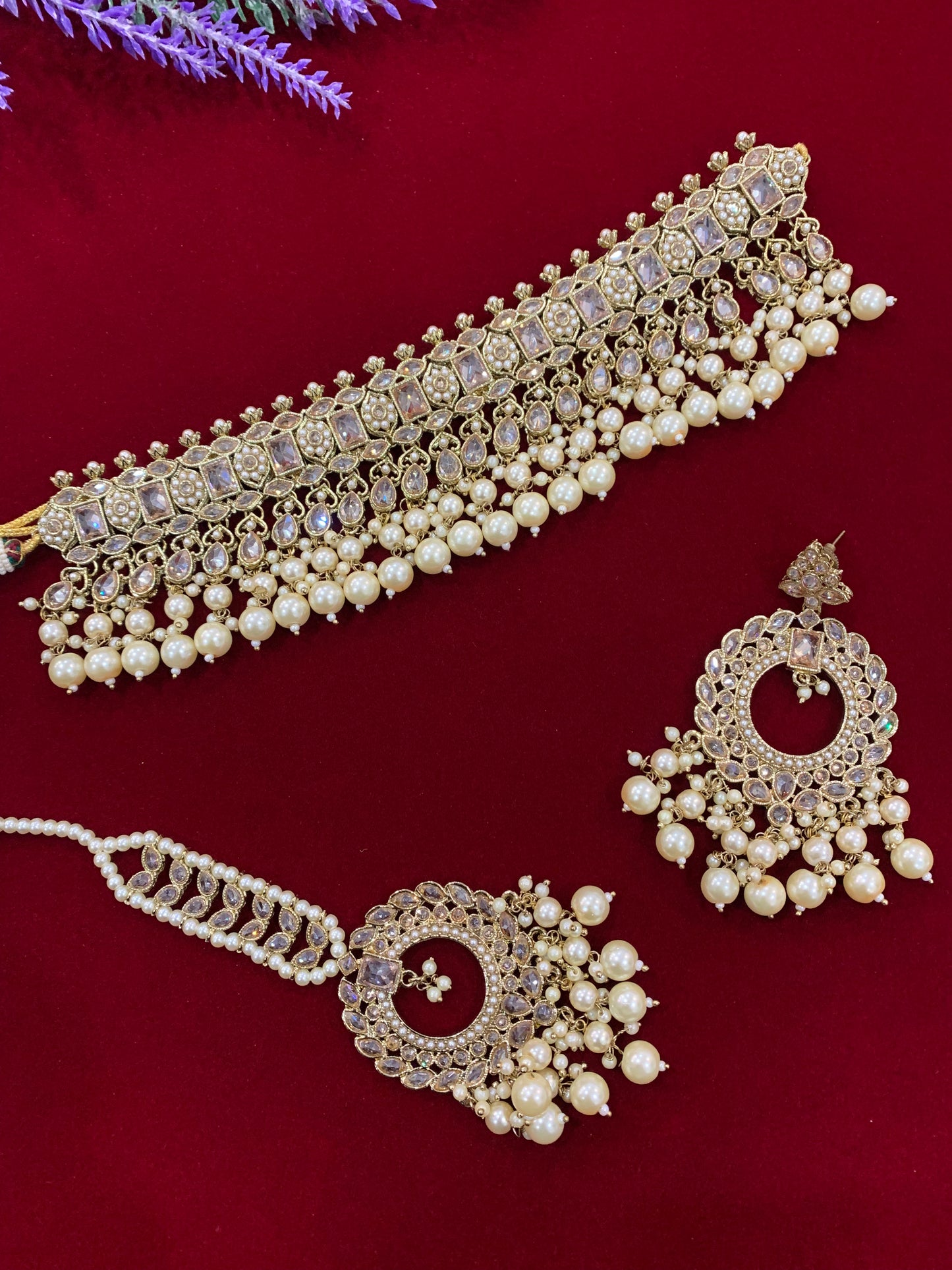 Reverse Polki choker necklace Lana in antique gold