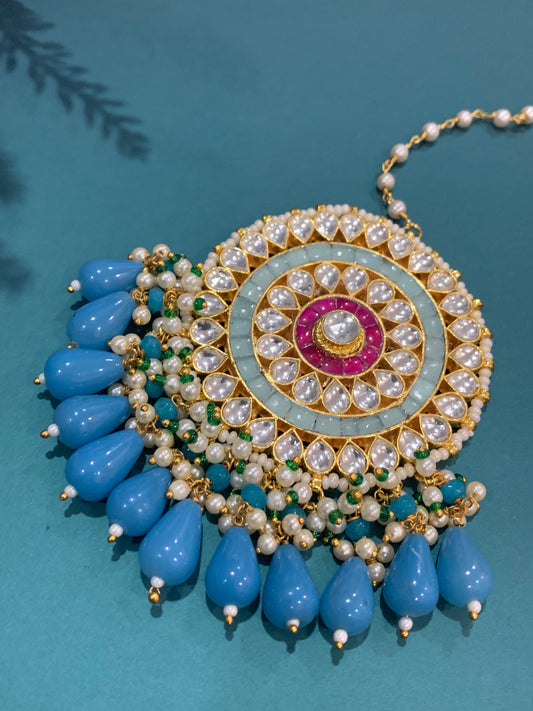 Over size Kundan tikka gold / mint