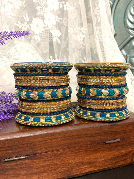 Blue Kundan bangle set “Shanaya”