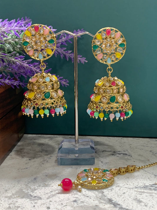 Multi color jhumki Tikka