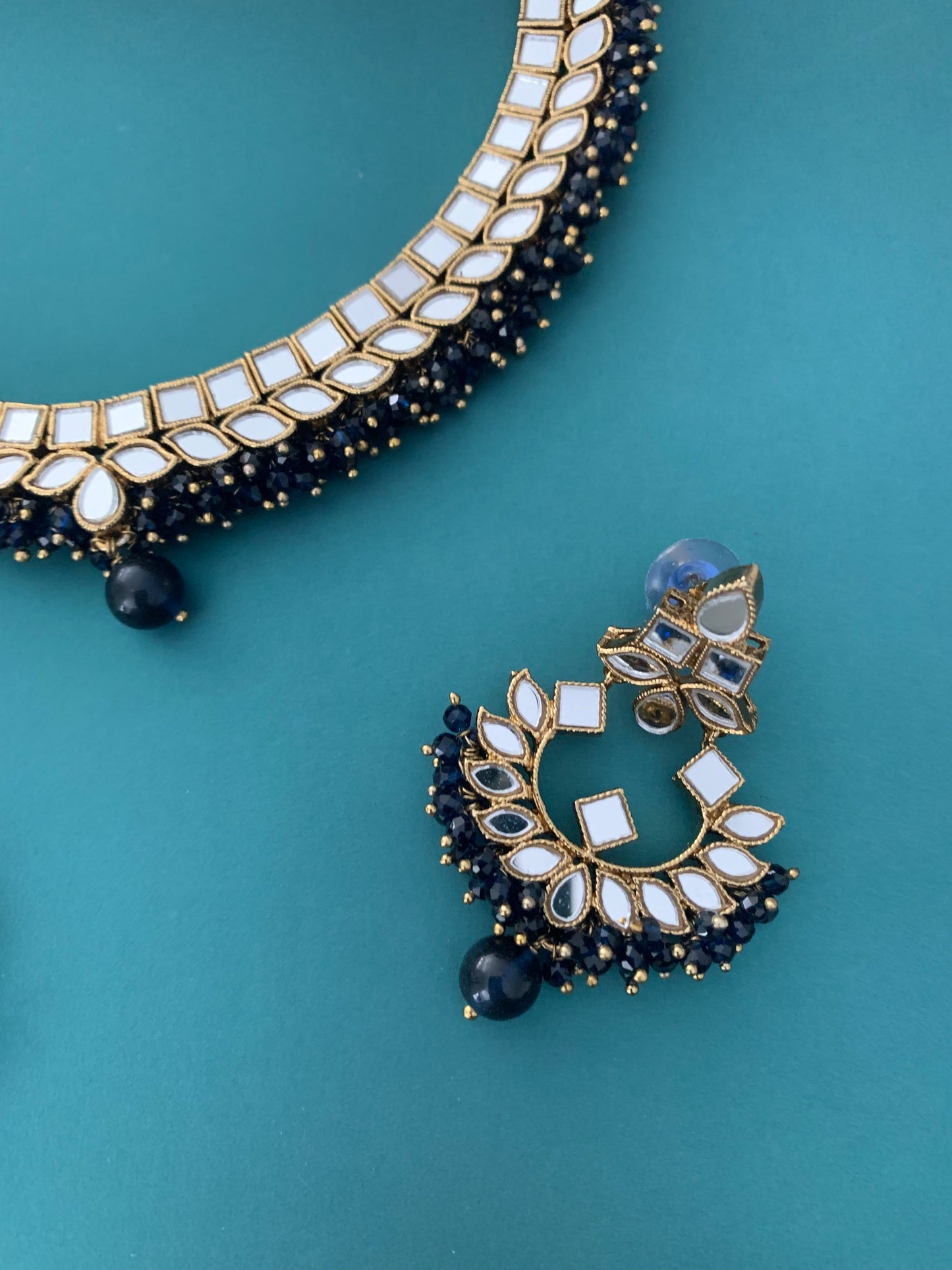 Melody mirror choker navy blue