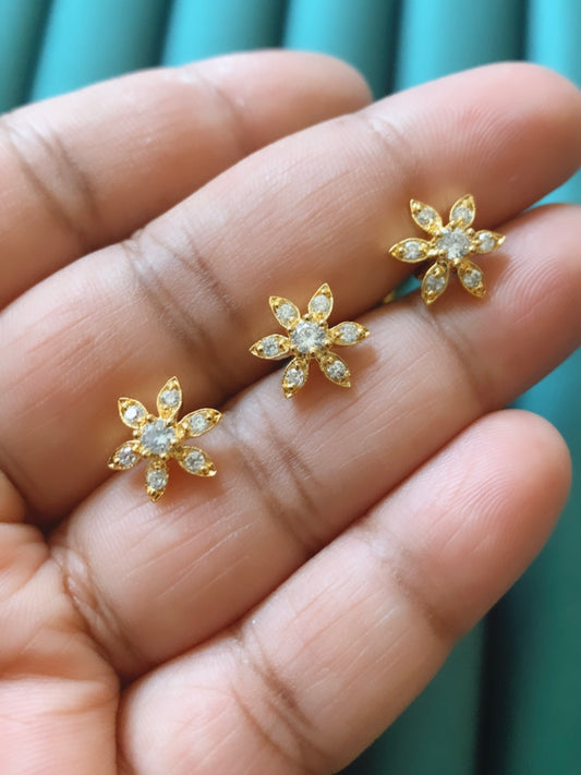 22k gold plated AD (American diamond) nose pin for pierced nose