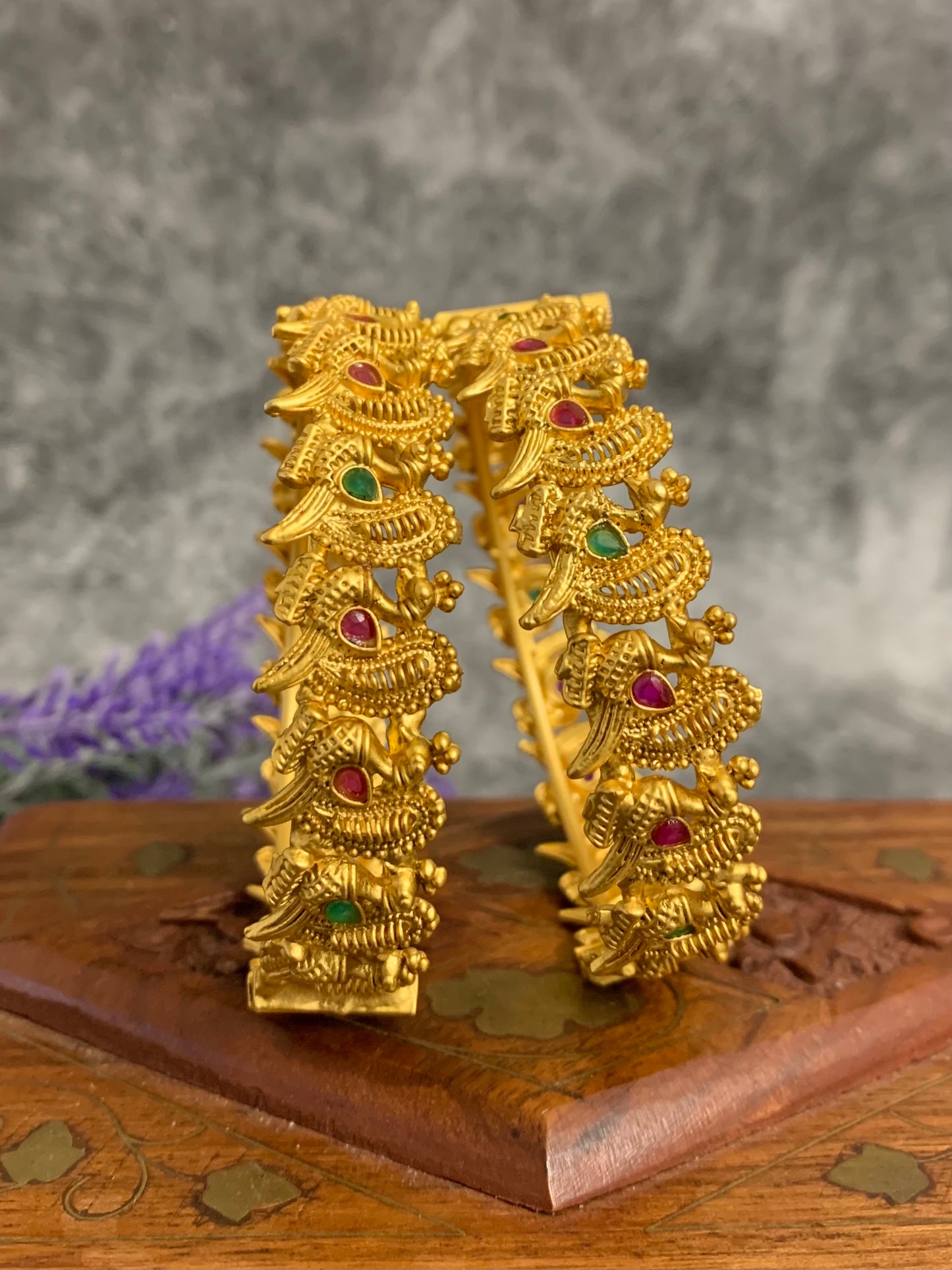 Ratna Temple style bangle in matte gold