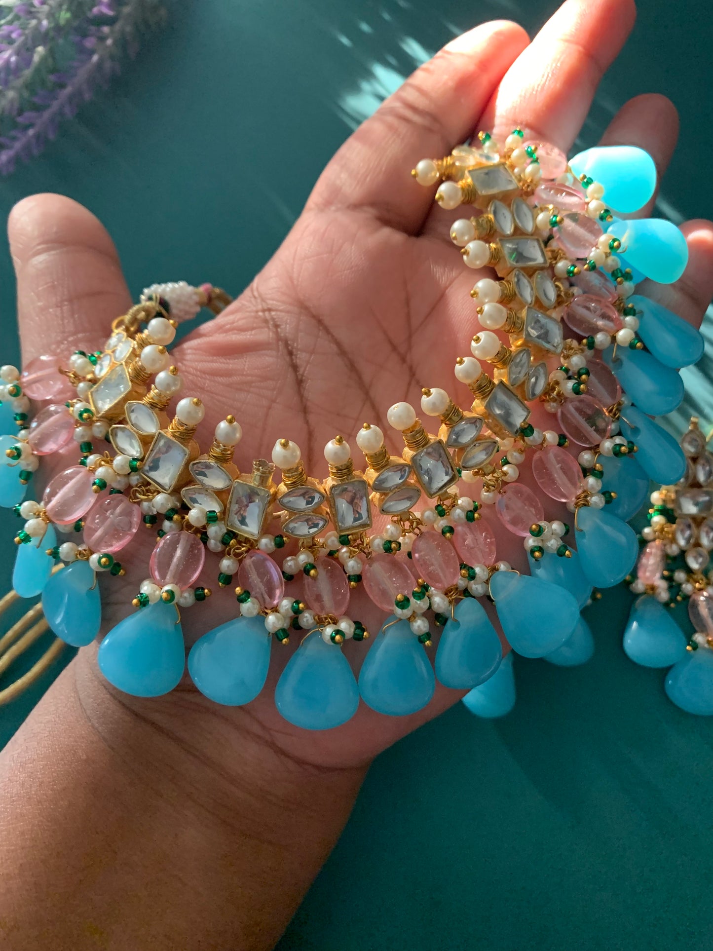 Sayma pachi kundan choker necklace