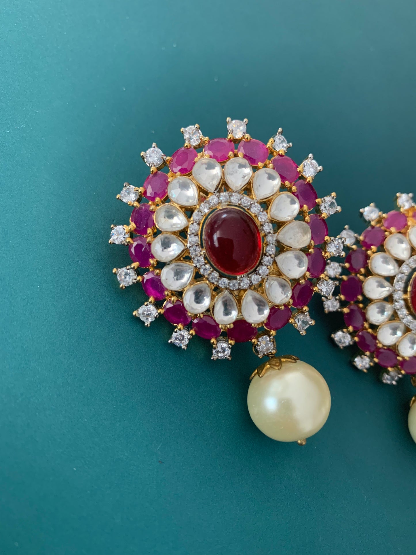 kundan and American diamond stud