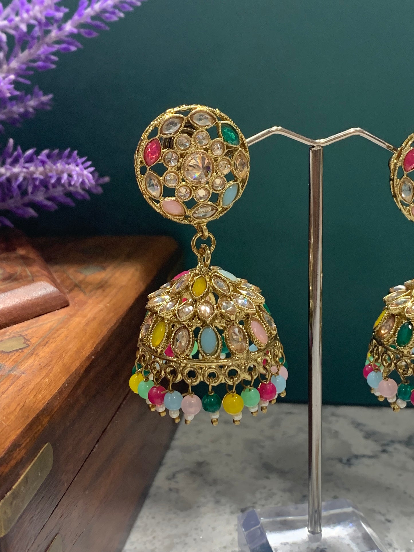Multi color jhumki Tikka