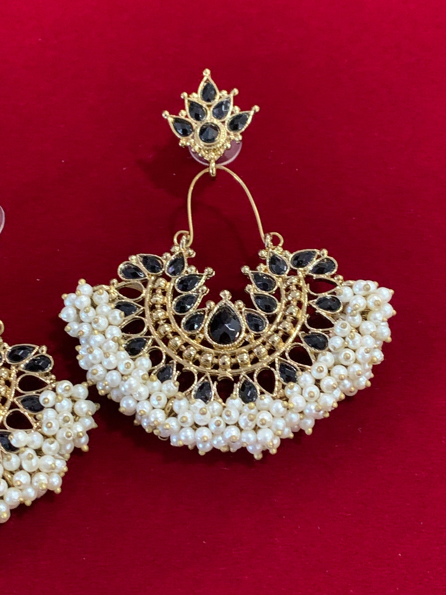 Kundan chandbali Blossom in black
