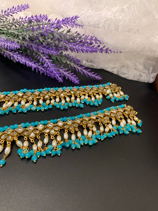 Kundan Anklet with bead work.