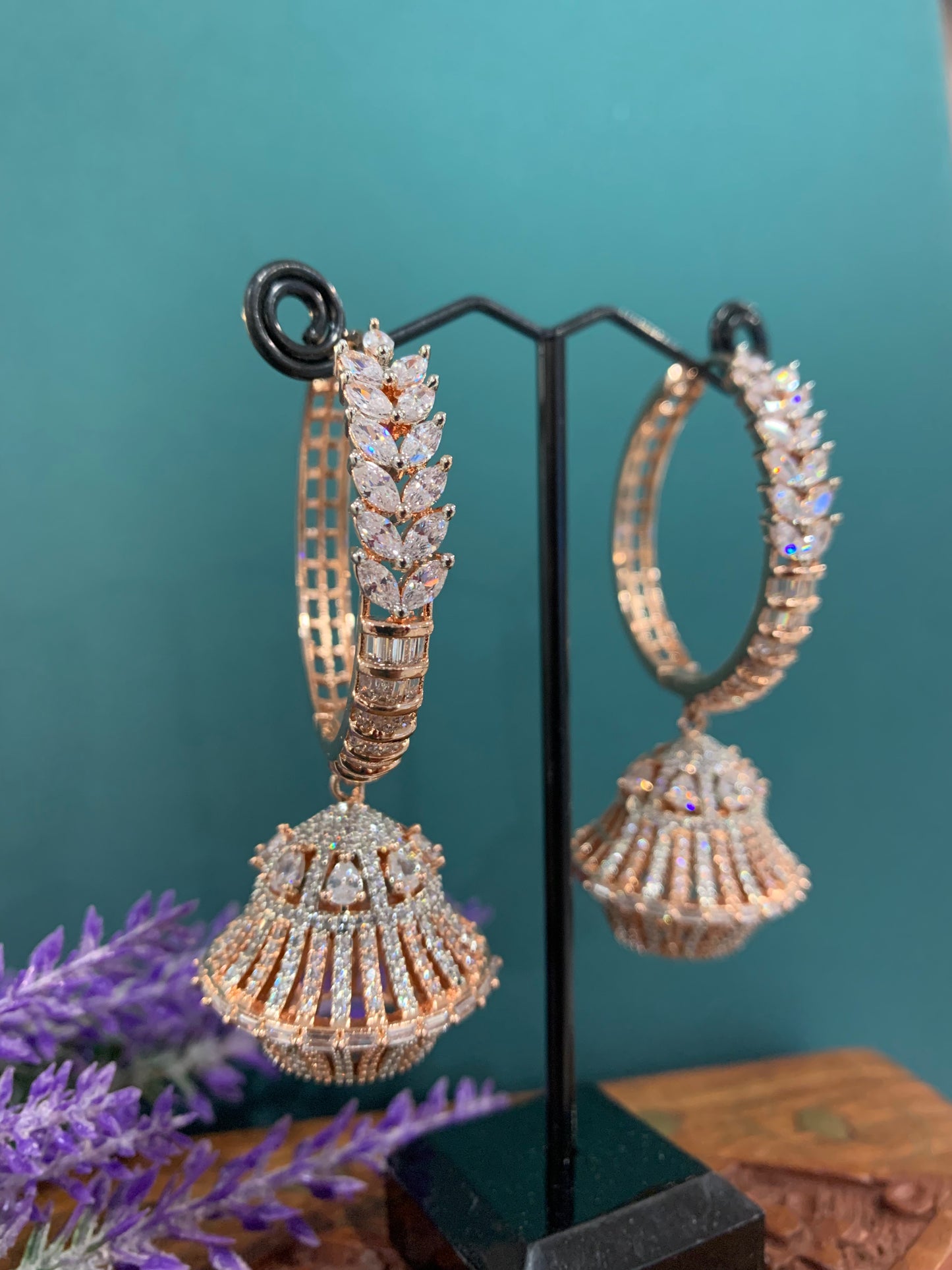 Rose gold American diamond hoop Janet