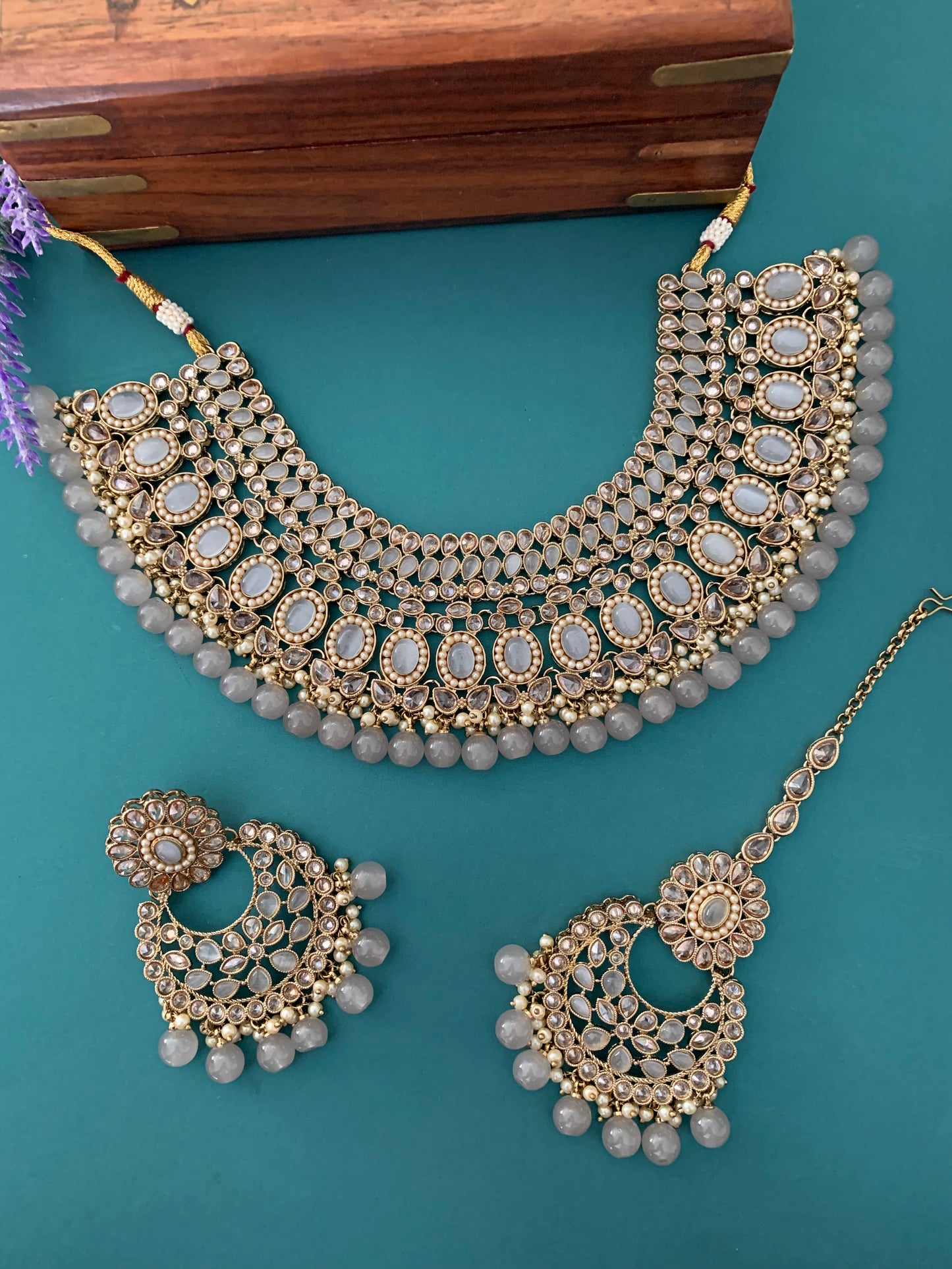 Semi bridal polki necklace joana