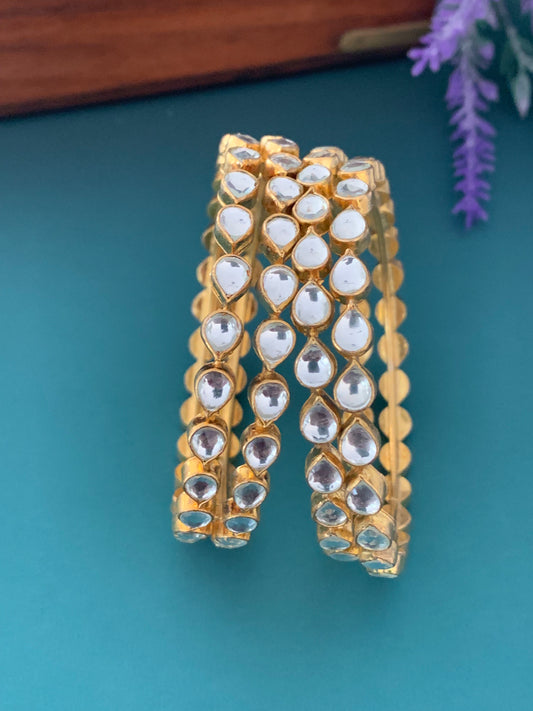 Gold plated pachi kundan bangle comes in a pair