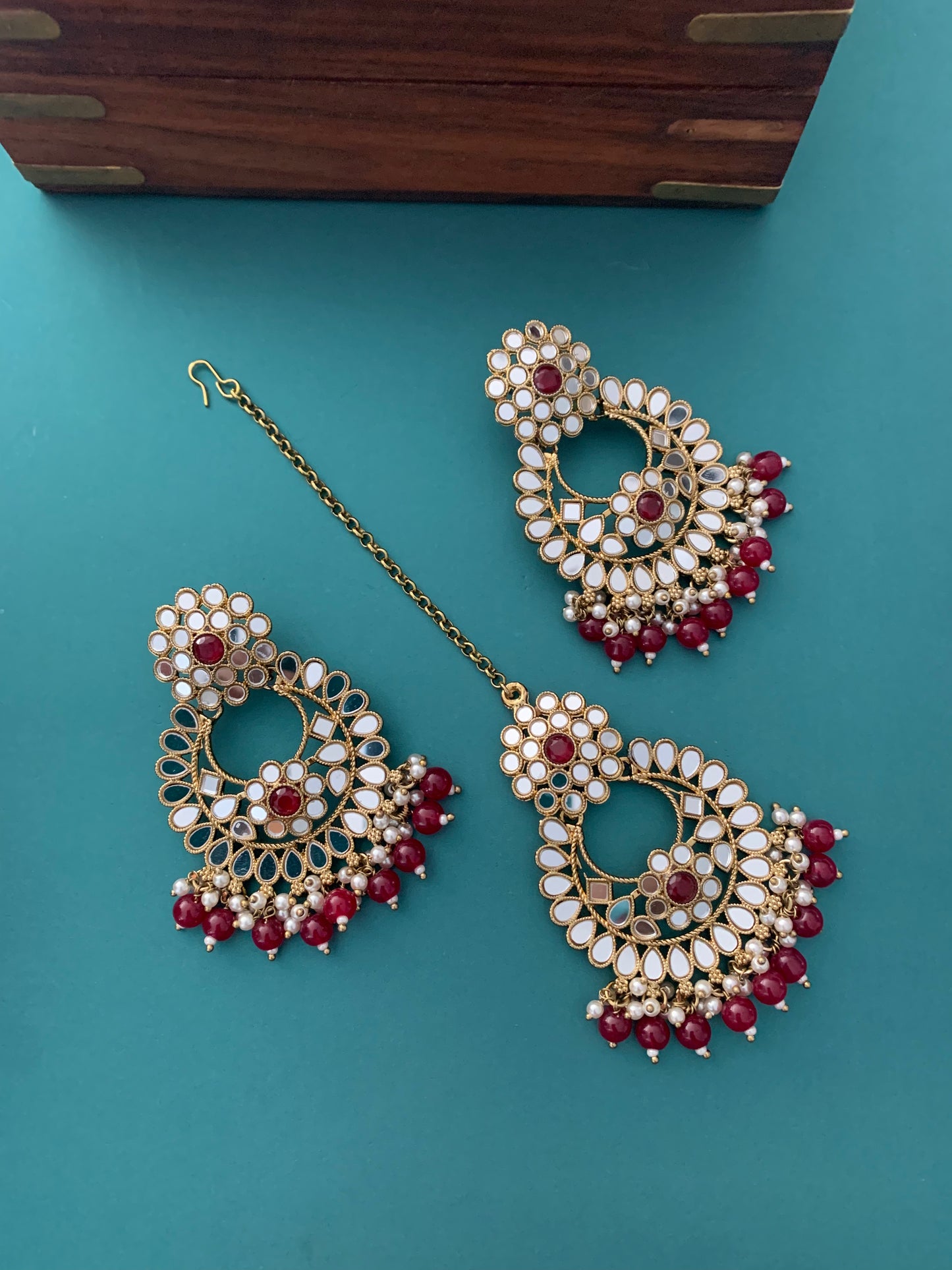Missy chandbali mirror maroon