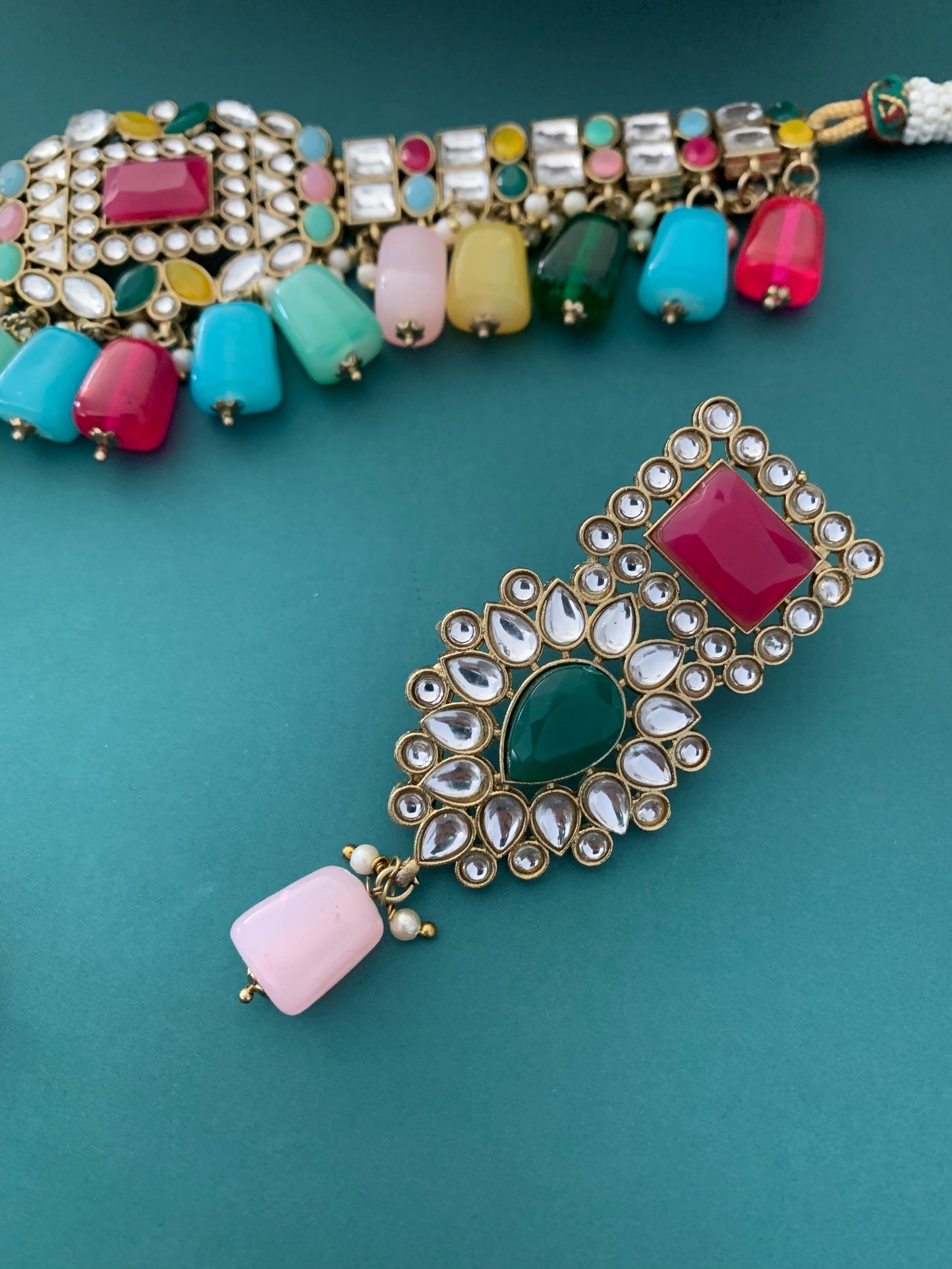 Sadiya kundan choker set in multi