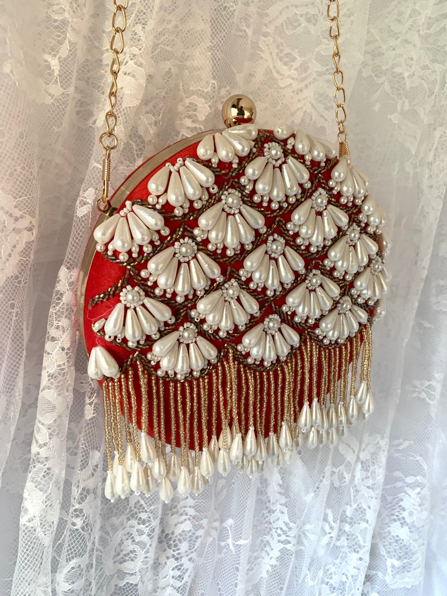 Women handbag/clutch / potli Bright red