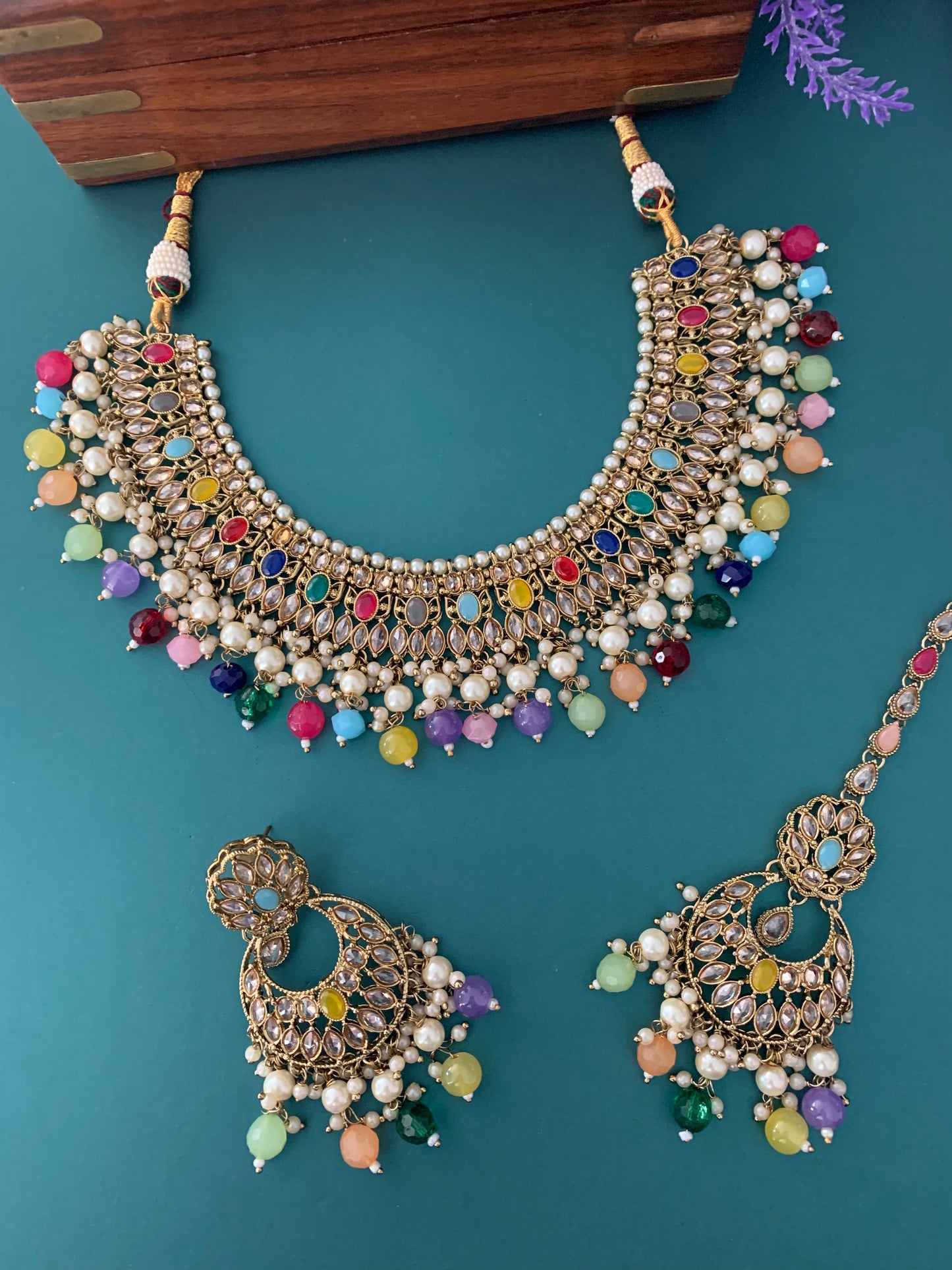 Khusboo polki necklace in multi