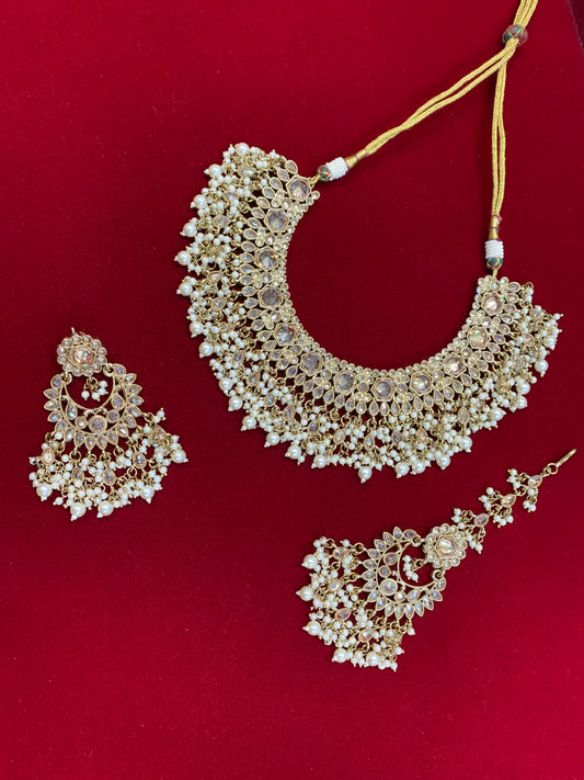 Alphi polki necklace with chandbali