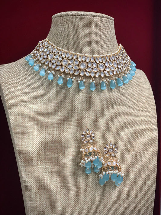 Gold plated tyanni kundan choker necklace