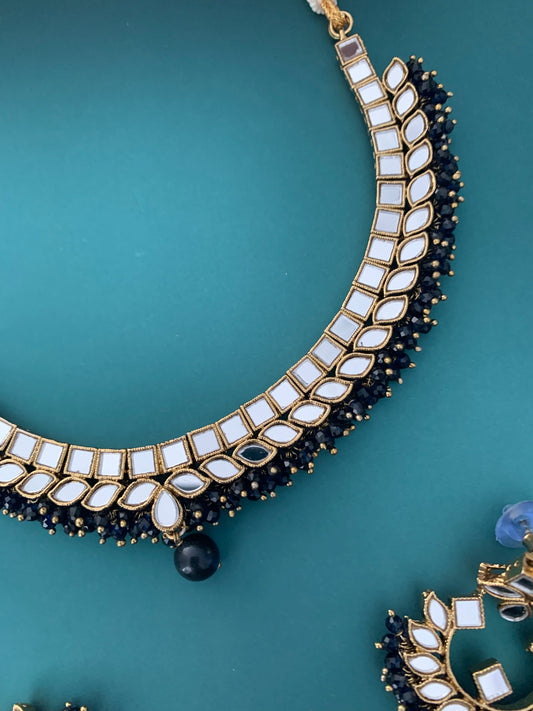 Melody mirror choker navy blue