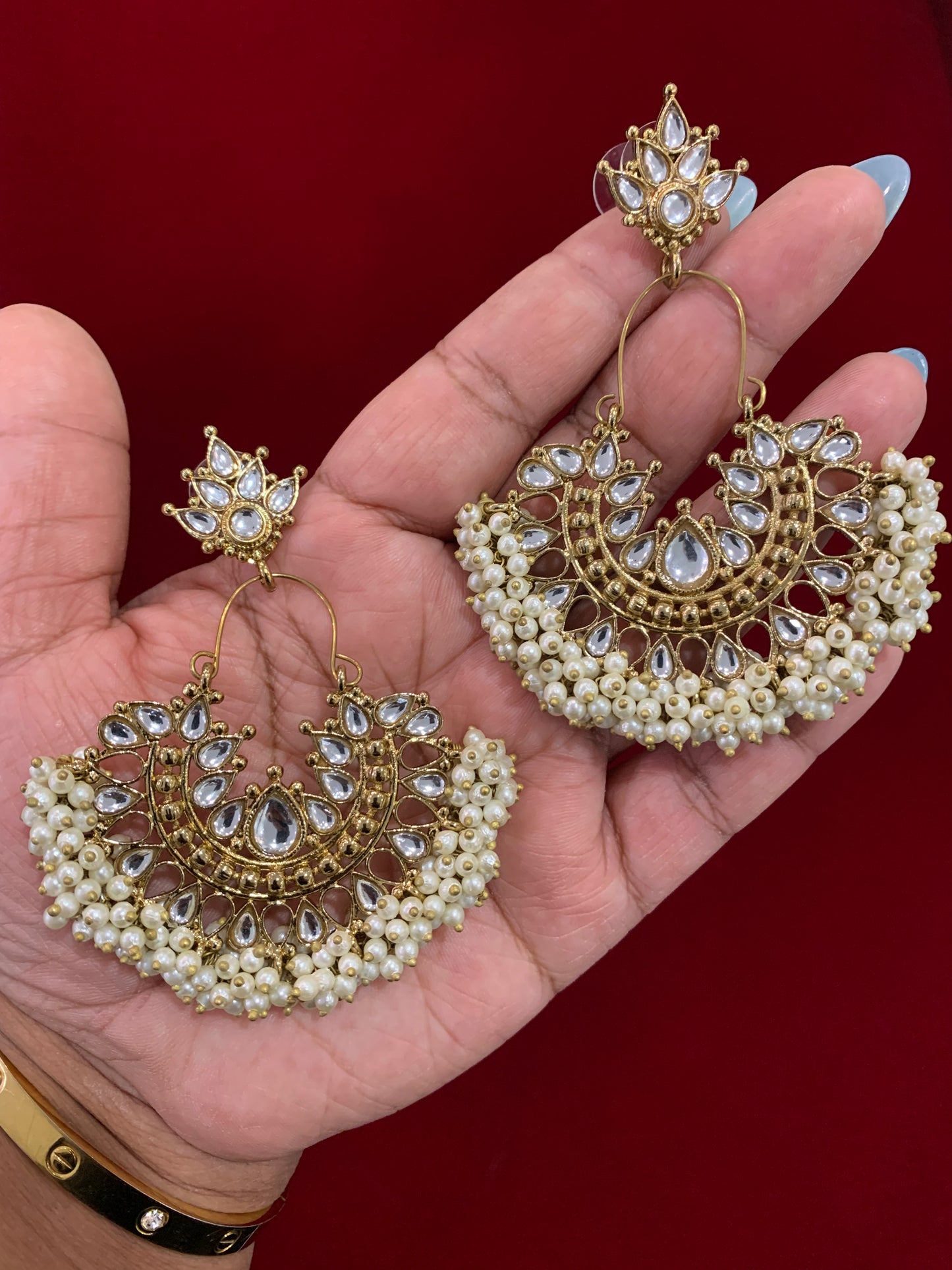 Kundan chandbali Blossom in gold antique