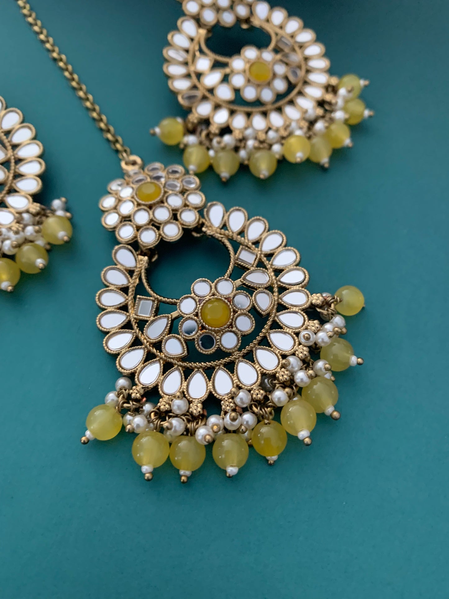 Missy chandbali mirror yellow