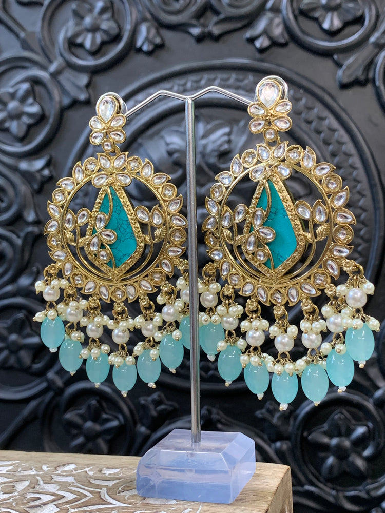 Amba kundan earring phirozi