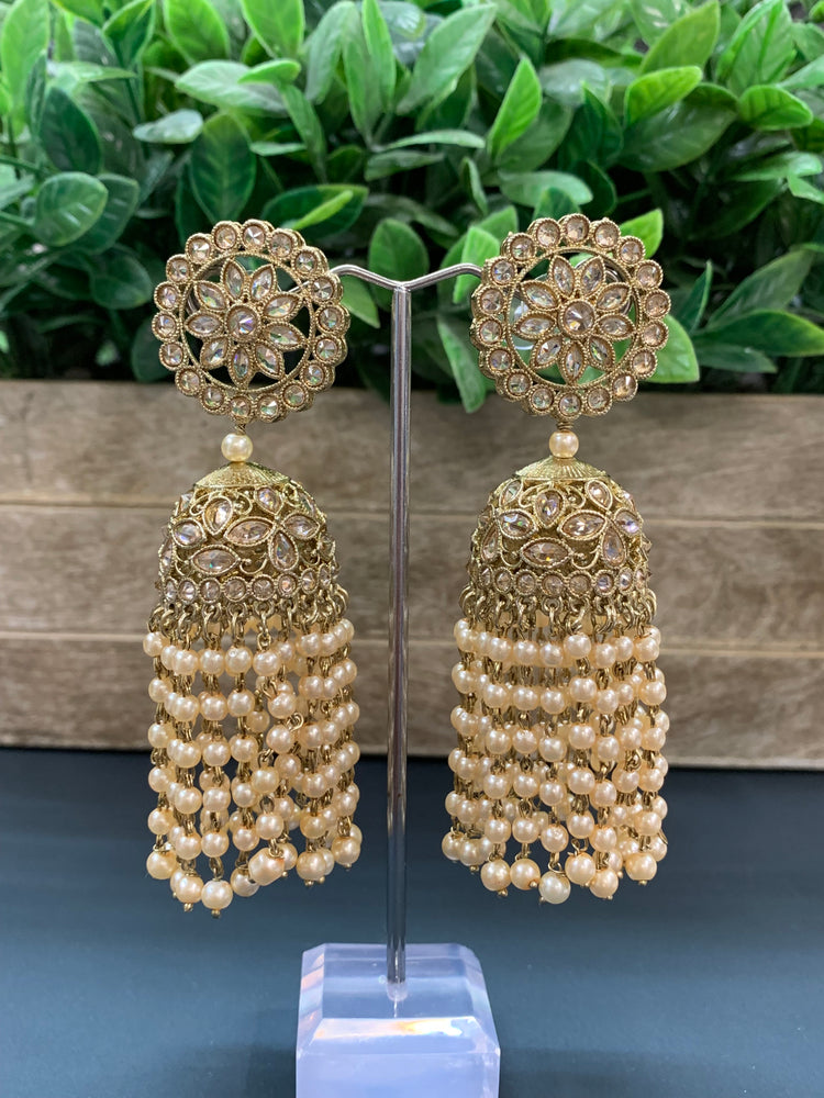 Mohua polki statement jhumki earring antique polki/gold/pearl