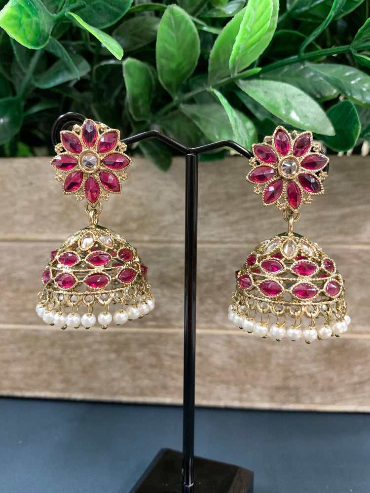 Kanika mini /chotu sa polki jhumki/ jhumka earring cherry red