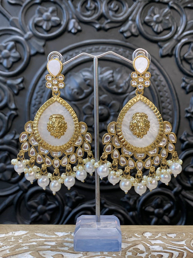 Sabyasachi inspired kundan earring tripti white pearl gold