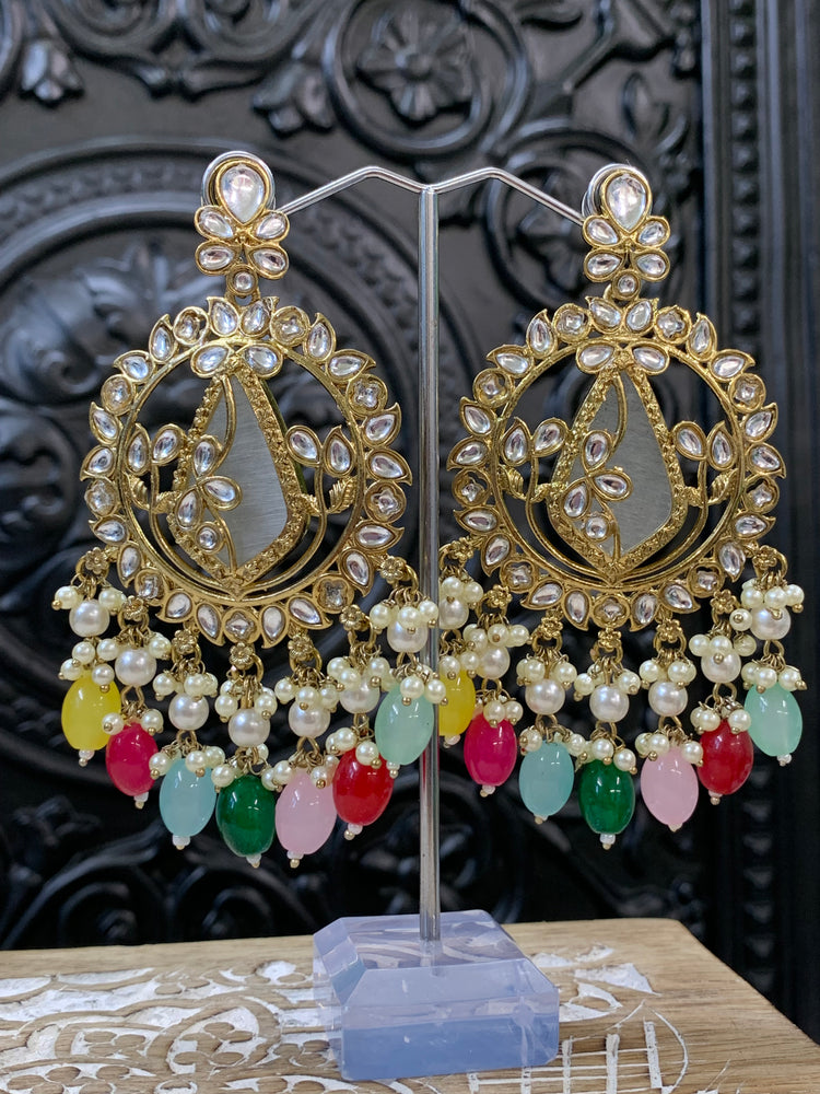 Amba kundan earring blush multi