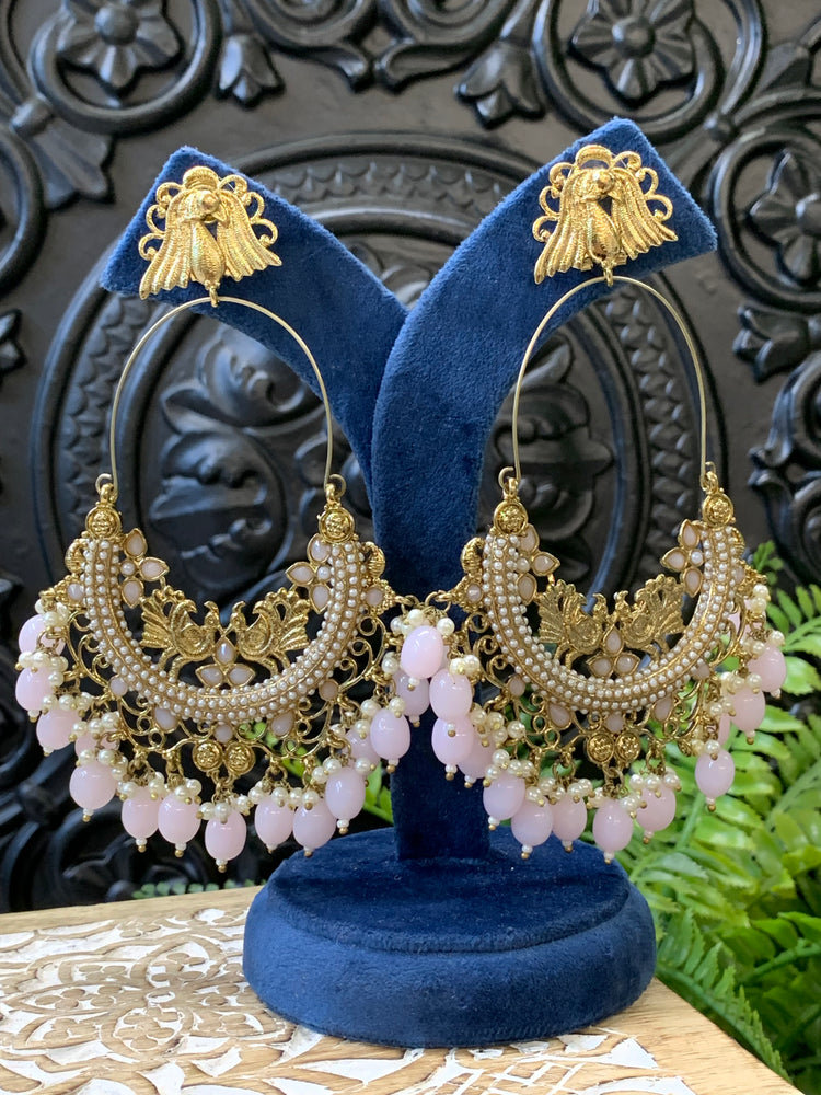 Sue fashion statement Chandbali earring blush pink