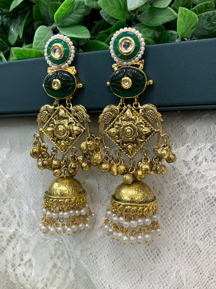 Gold plated silver replica jhumka earring