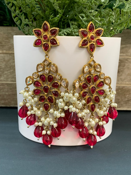 Kelly polki fashion earring monalisa red