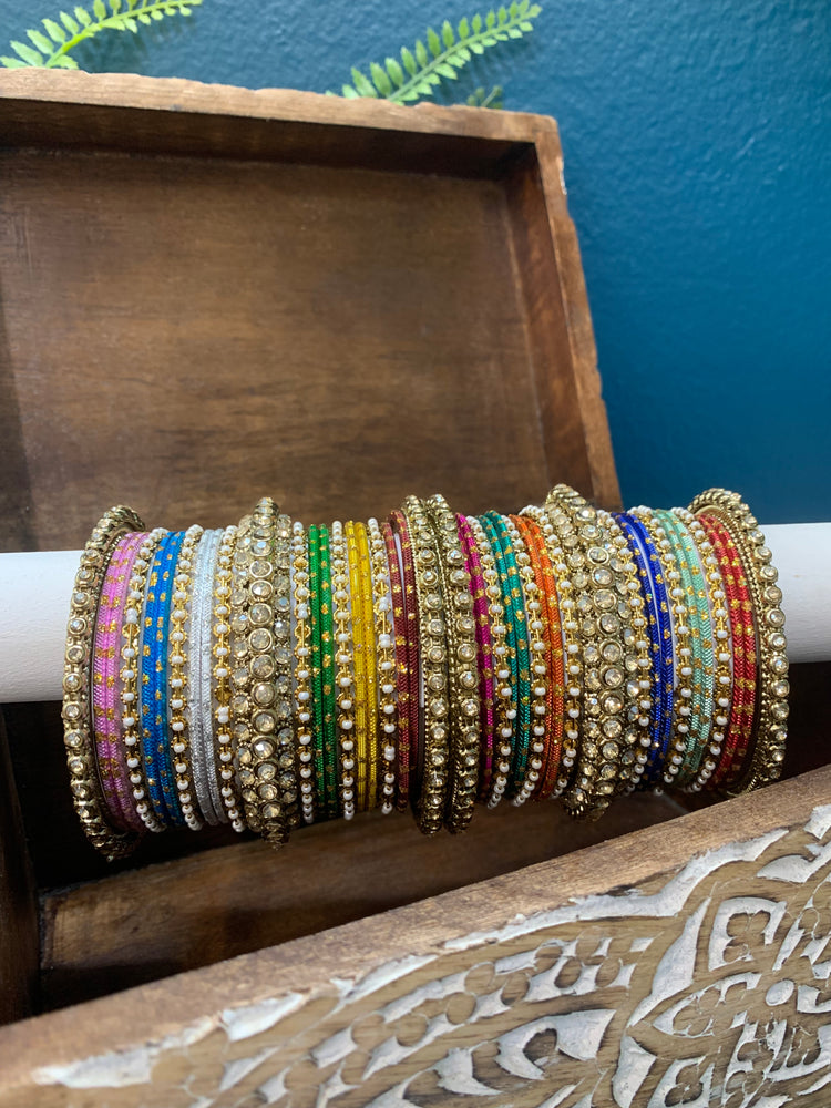 Multi color metal churi bangle set