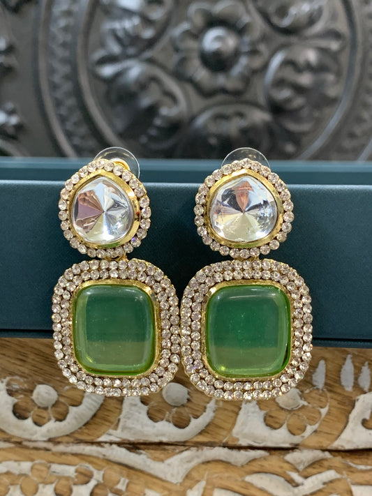 Ava uncut kundan earring green