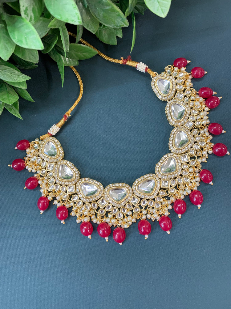 Anuradha kundan choker / necklace red