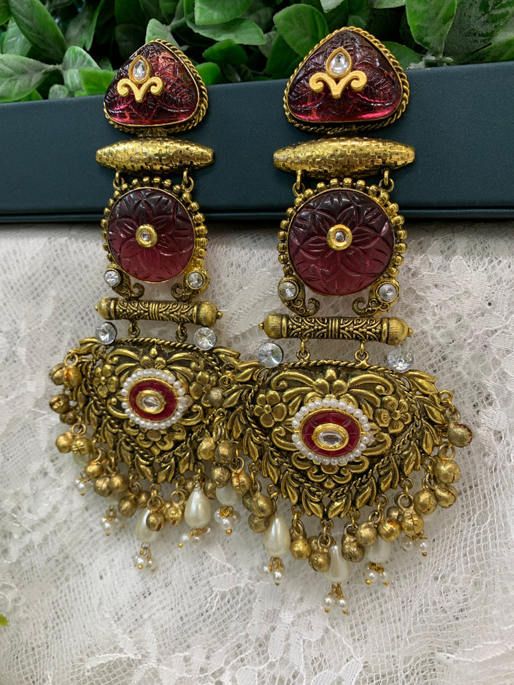 Gold plated chandbali long style earring