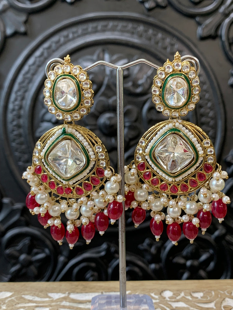 Kenny kundan fashion earring set magenta