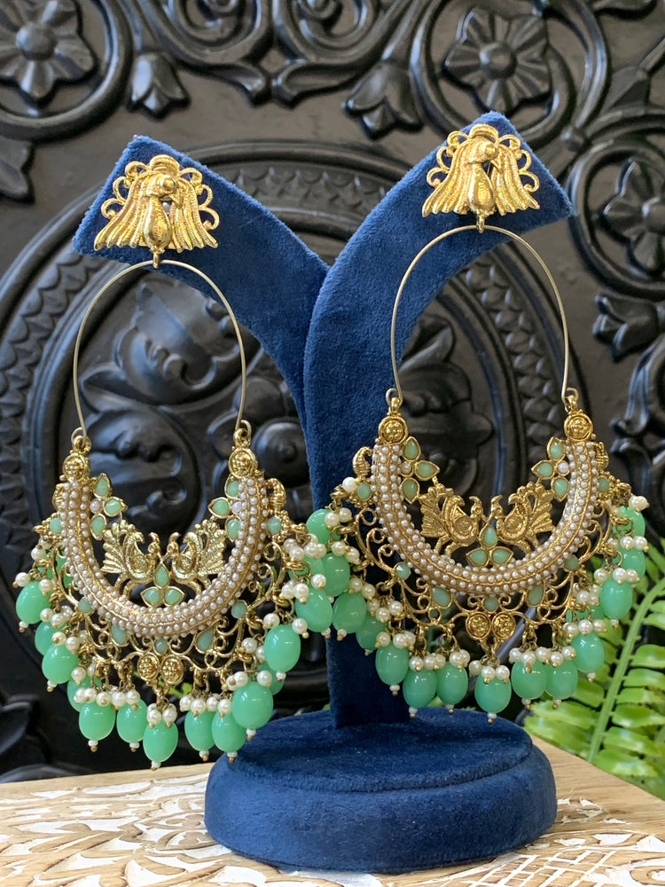 Sue fashion statement Chandbali earring pistachio green mint