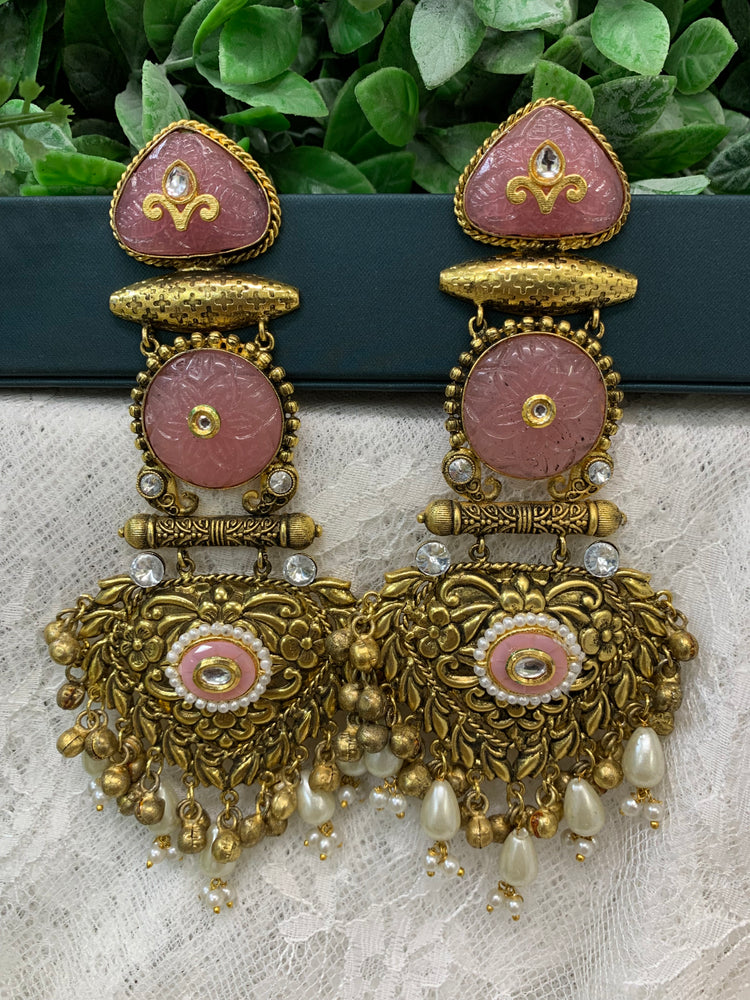 Gold plated chandbali long style earring