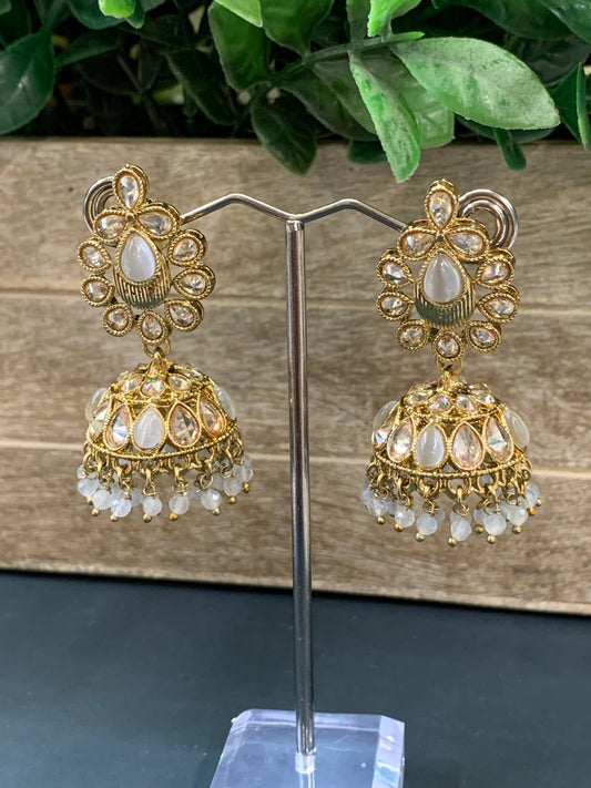 Small mini /chotu sa polki jhumki/ jhumka earring grey